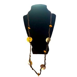 Hippie‎ Faux Leather Shell Bead Long Necklace
